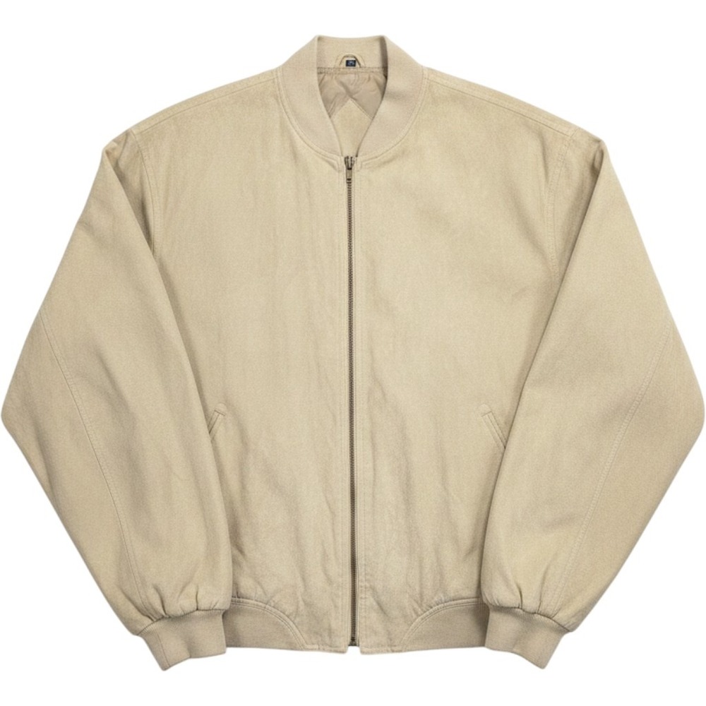 Winner Mate Tan Faux Suede Bomber Jacket Water Resistant Mens XL Beige Full Zip